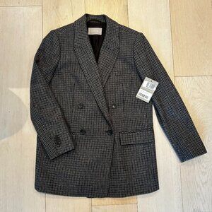 Everlane The Oversized Double-Breasted Blazer Grey Houndstooth Size 0